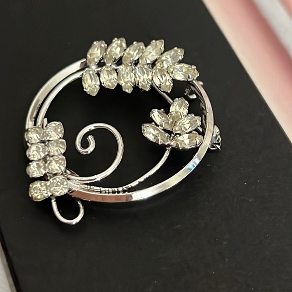 Sterling ART DECO 925 RHINESTONE BROOCH/PENDANT - Picture 3 of 9